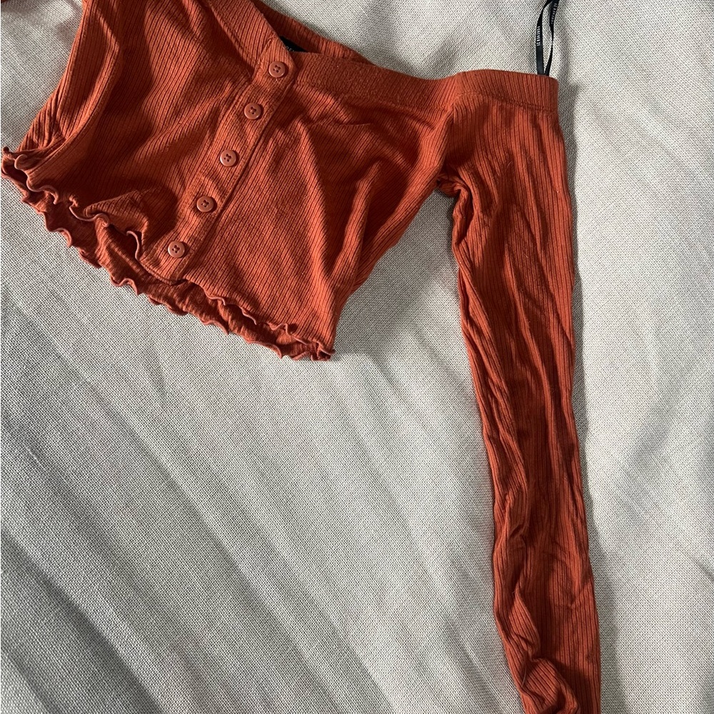 Long Sleeve Forever 21 Crop Top Burnt Orange Small